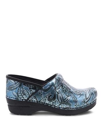 Sabots Dansko Professional Floral Vernis Femme Bleu | FR 877FDN